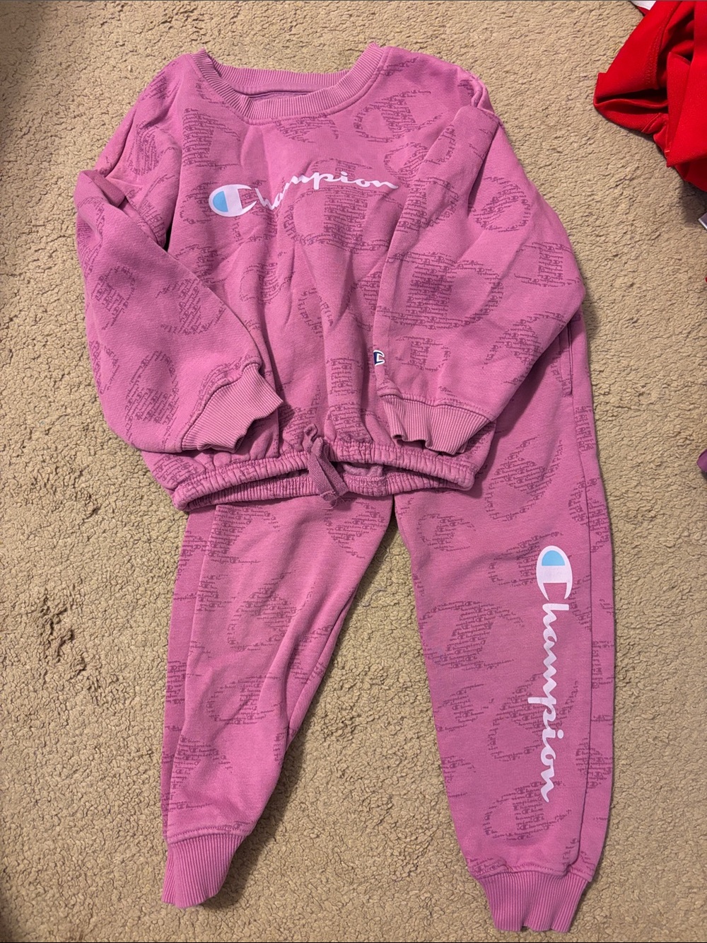 Champion Pink Logo Sweatshirt and Joggers Lounge Set